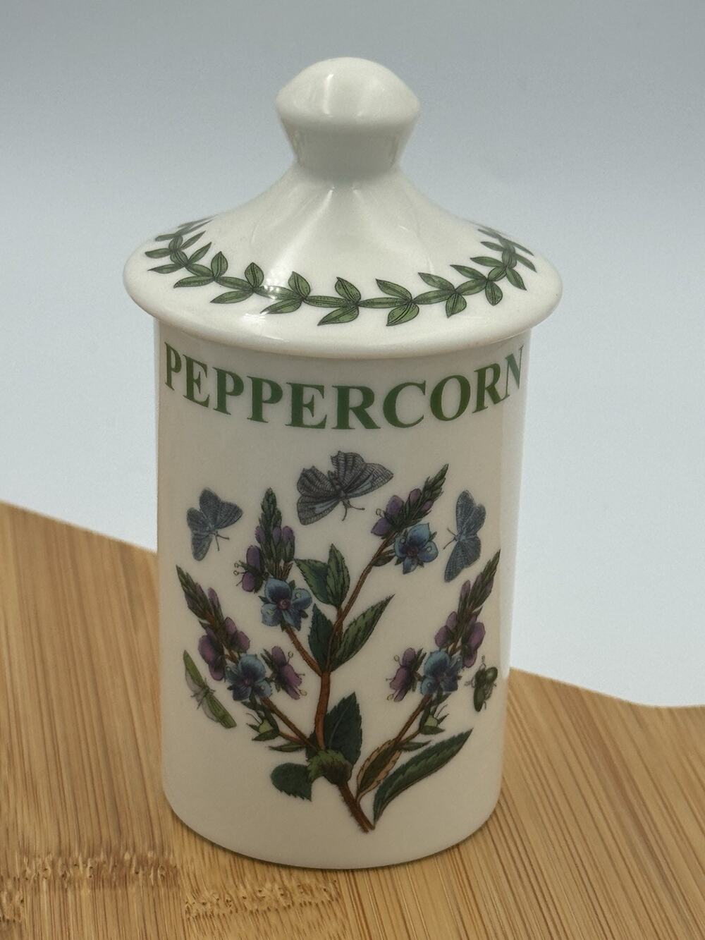 Portmeirion Botanic Garden Peppercorn Spice Jar Canister w Lid Butterfly Floral